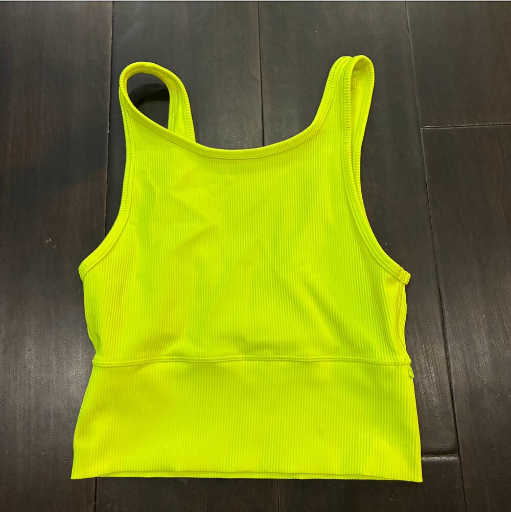 Lululemon Power Pivot Ribbed Tank Top Electric Lemon Women's Size 4